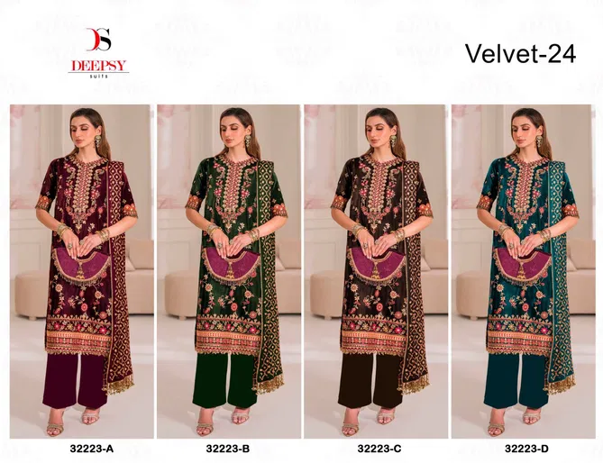 32223 Velvet 24 By Deepsy Suits Embroidery Velvet Pakistani Suits Orders In India